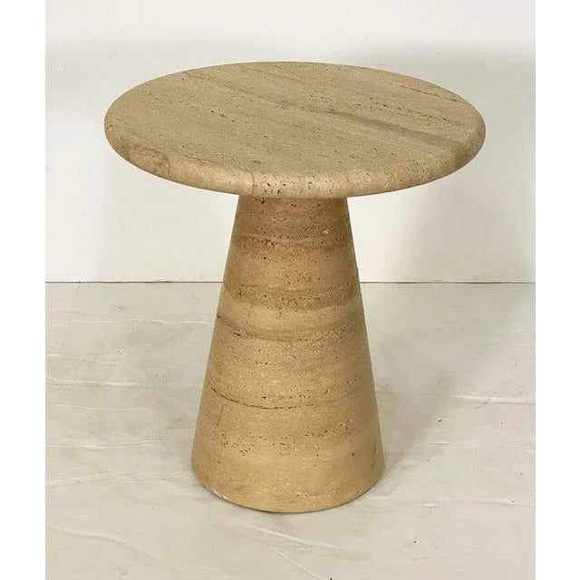 Modernist Conical Table of Travertine Stone From Italy (Four Available) For Sale - Image 9 of 13