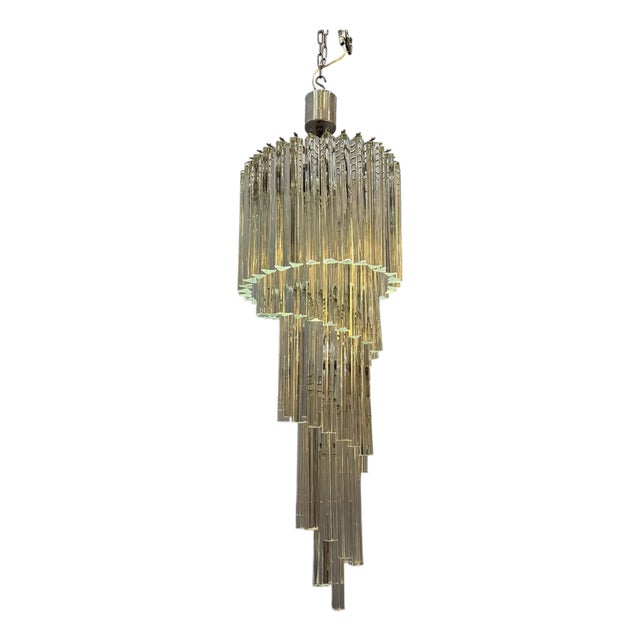 Large Murano Glass Trilobi Chandelier, Italy, 1960s For Sale