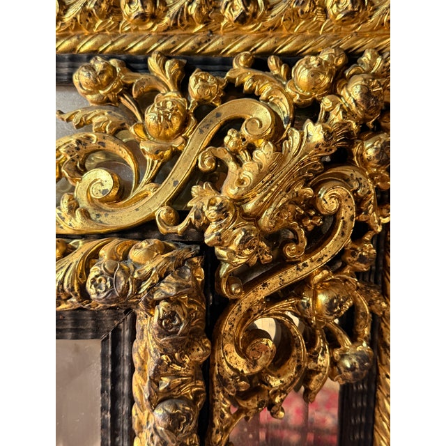 Metal French Napoleon III Mirror With Gilt-Metal Mounts, France, Circa 1860–1880 For Sale - Image 7 of 9