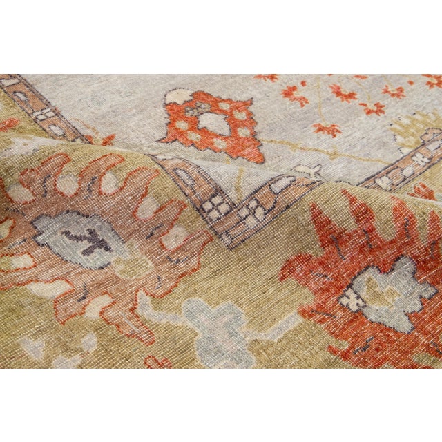 Orange Room Size Modern Tabriz Indian Wool Rug in Gray & Orange by Apadana For Sale - Image 8 of 8
