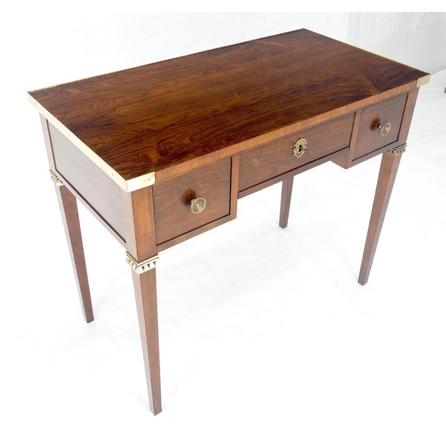 Baker Furniture Company Baker Very Fine All Rosewood & Brass Gallery Trim Petit Desk Console Table MINT! For Sale - Image 4 of 14