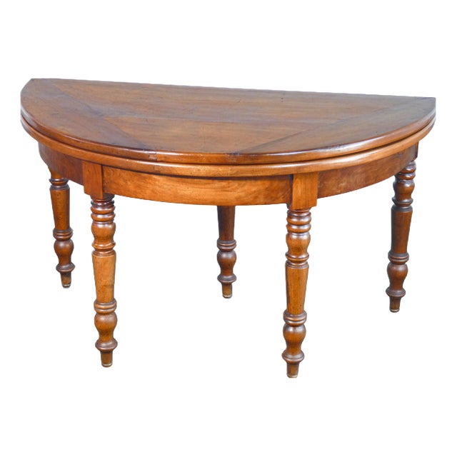 Half-Moon Opening Console Table in Walnut, 1800 For Sale