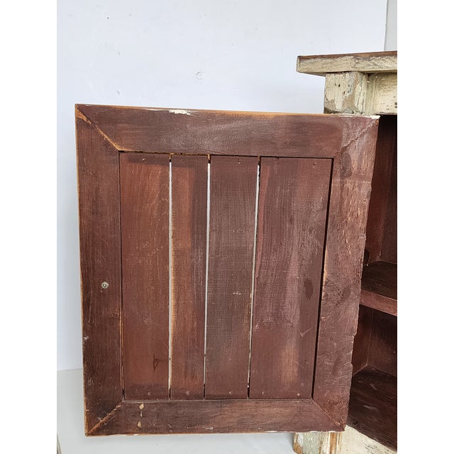 Vintage Primitive Farmhouse Style Distressed Finish Cabinet For Sale - Image 14 of 15
