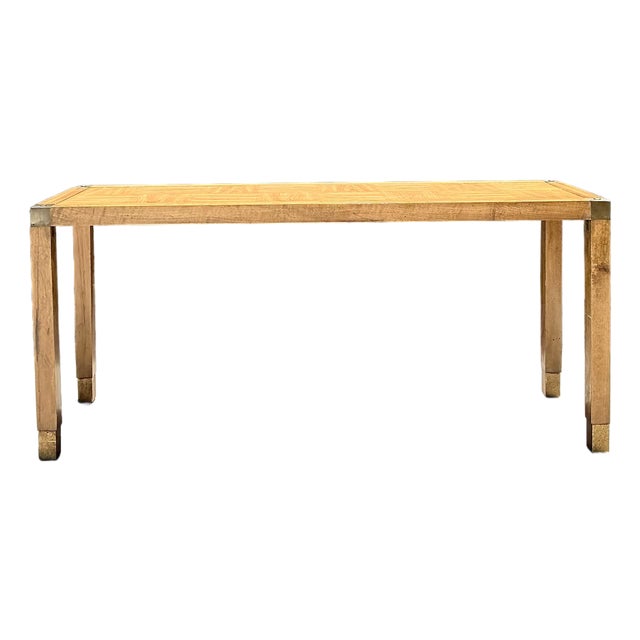 Vintage Brass Detail Campaign Console Table For Sale