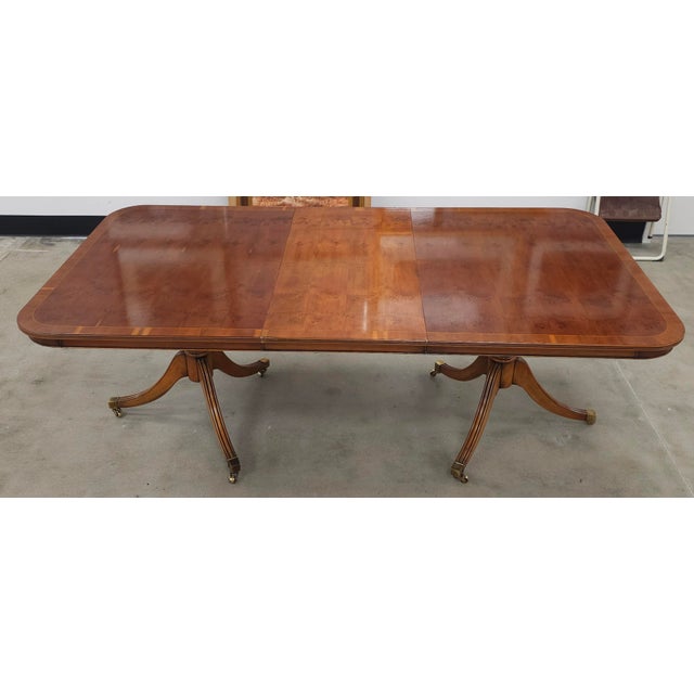 Yorkshire Georgian Style Yew Wood Banded Extension Dining Table For Sale - Image 15 of 17