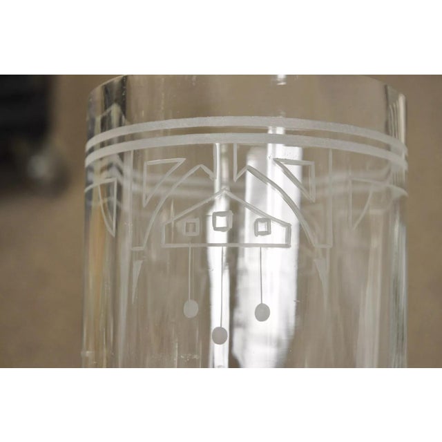 Antique German Art Nouveau Brass Metal Pickle Castor With Etched Glass Insert For Sale - Image 9 of 11