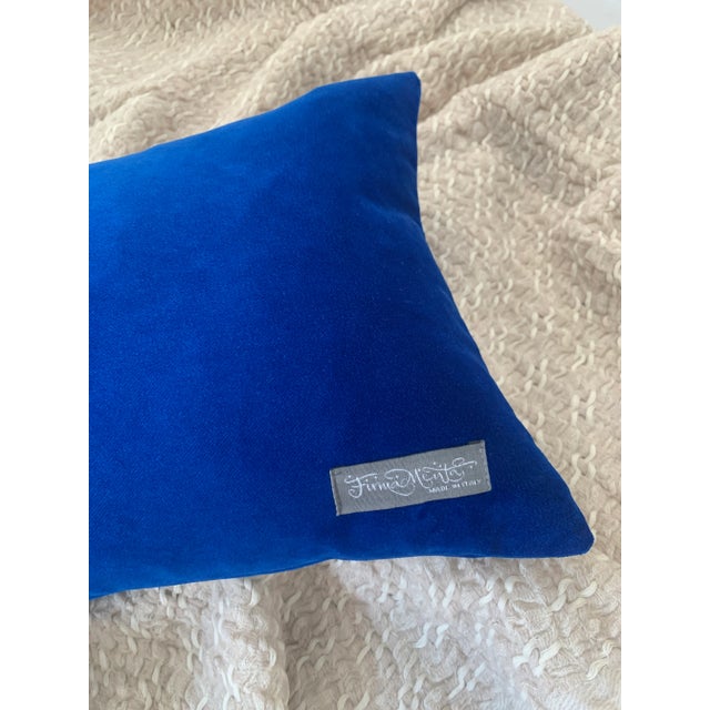 FirmaMenta Italian Electric Blue Velvet Lumbar Pillow For Sale In San Francisco - Image 6 of 6