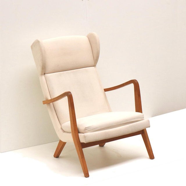 Vintage Danish Lounge Chair with Cream Upholstery, 1960s For Sale - Image 4 of 7