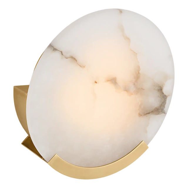 Kelly Wearstler for Visual Comfort Signature Melange 10" Sconce in Antique-Burnished Brass with Alabaster For Sale
