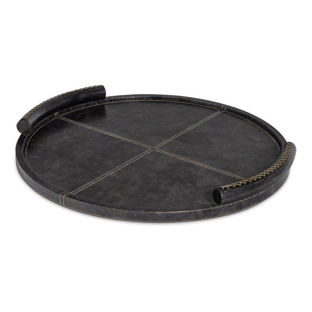2020s Forte Leather Tray Round, Black For Sale - Image 5 of 5