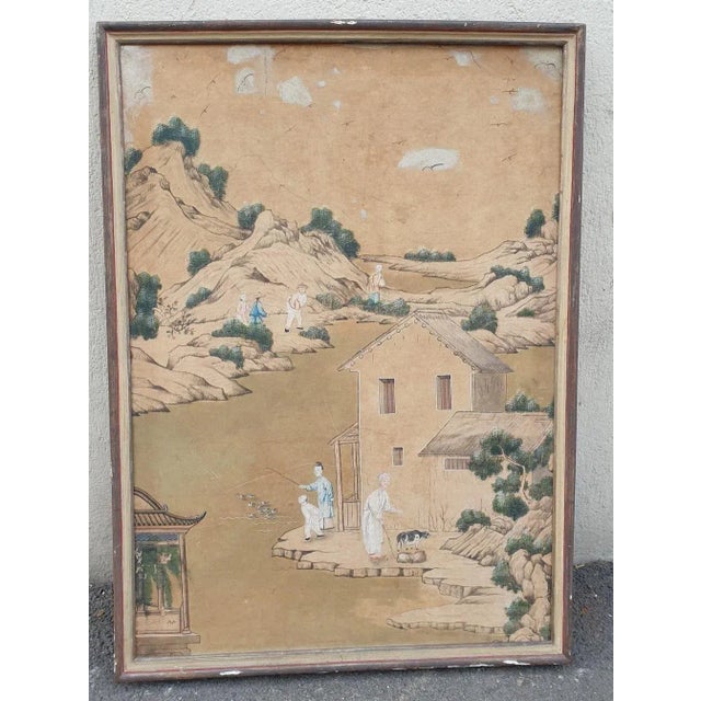 Wallpaper of a Lively Chinese Landscape, 19th Century For Sale - Image 9 of 15