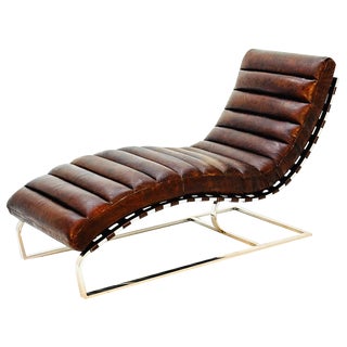 Mid-Century Bauhaus Chair in Leather and Chrome by Ludwig Mies Van Der Rohe, 1980s For Sale
