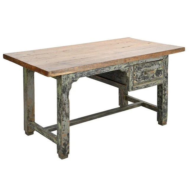 Vintage Patinated Wood Desk For Sale - Image 6 of 6