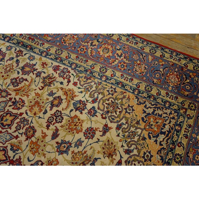 Ivory Antique Persian Isfahan Rug For Sale - Image 8 of 9