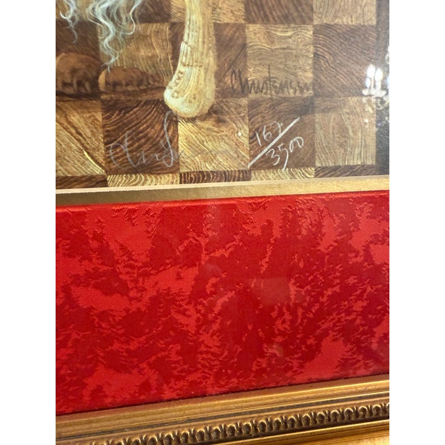 Signed James C. Christensen "Olde World Santa" Framed Limited Edition Lithograph Number 167/3500 For Sale - Image 4 of 5