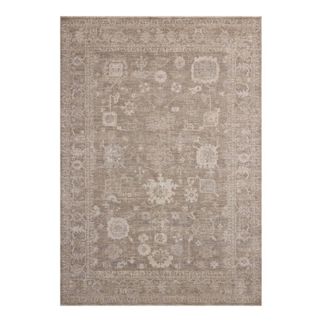 Chris Loves Julia x Loloi Louisa Taupe / Ivory 7'-10" x 7'-10" Round Area Rug For Sale