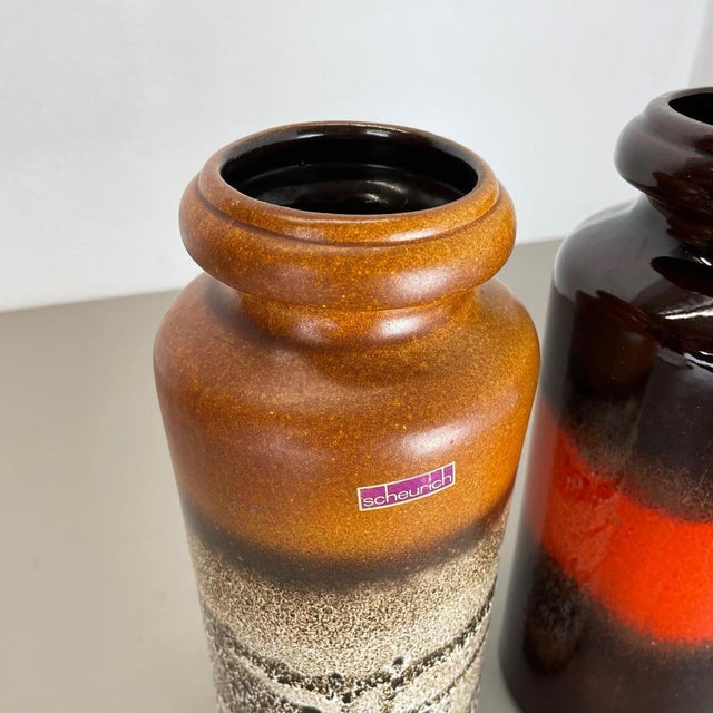 Ceramic Fat Lava Pottery Vases from Scheurich, Germany, 1970s, Set of 2 For Sale - Image 7 of 18
