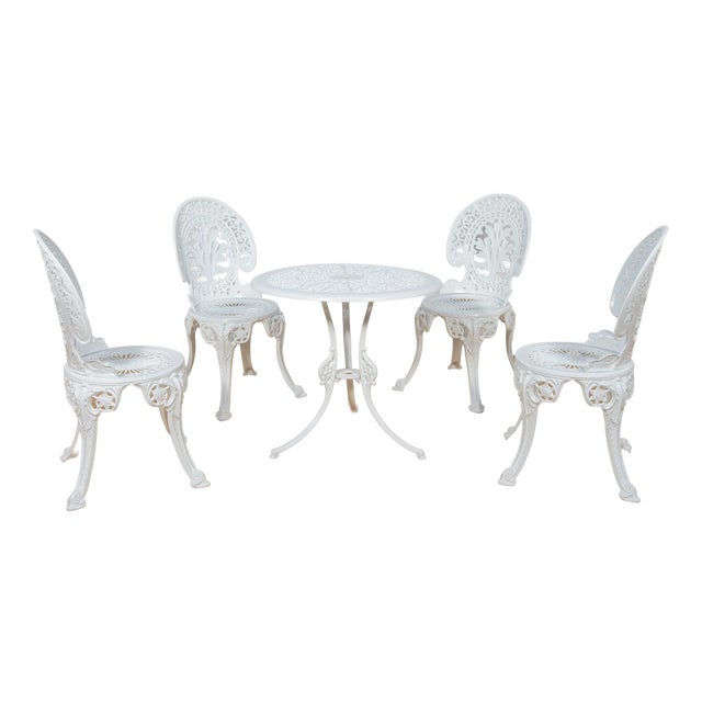 Victorian Aluminium Garden Dining Set, United Kingdom, 1950s, Set of 5 For Sale
