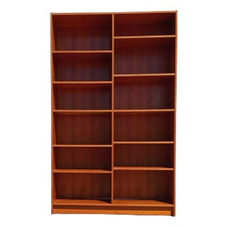 Mid-Century Modern Danish Modern Poul Hundevad Style Teak Double Bookcase For Sale