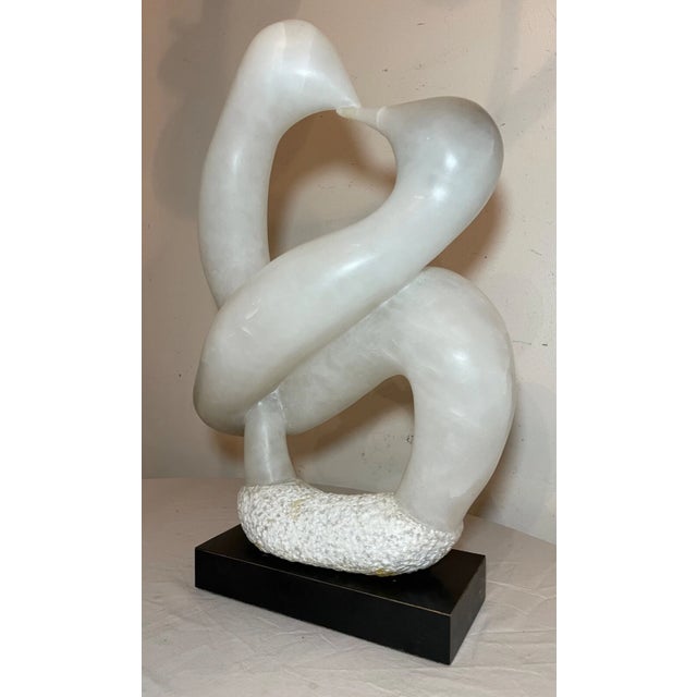 Large Modernist Vintage Carved White Marble Stone Abstract Sculpture Statue For Sale - Image 4 of 16