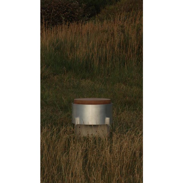 Soft Futurism Lunar Side Table in Aluminum and Walnut by Filippo Andrighetto For Sale - Image 9 of 15