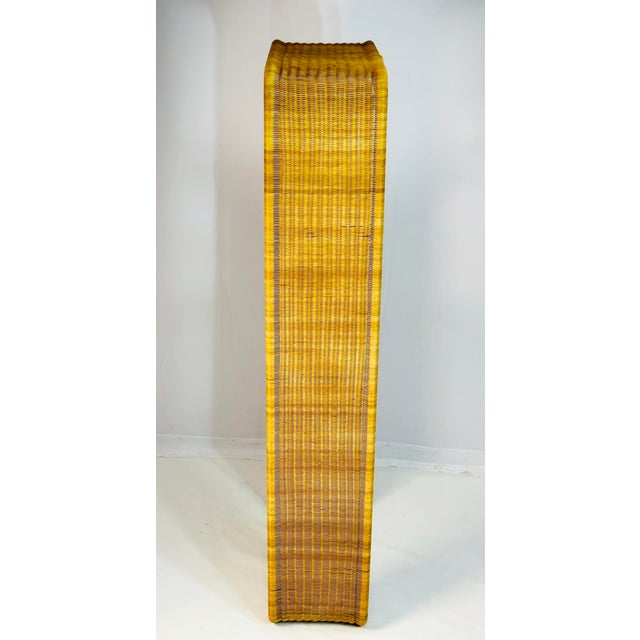 Wicker and Glass Etagere Bookcase Display Shelf Attributed to Founders, Mid Century Modern For Sale In Los Angeles - Image 6 of 15