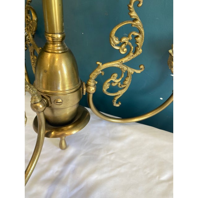 Brass Antique Wakefield Fixtures Brass 3-Arm Chandelier For Sale - Image 8 of 12