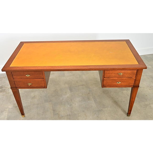 French French 20th Century Mahogany and Leather-top Desk For Sale - Image 3 of 10
