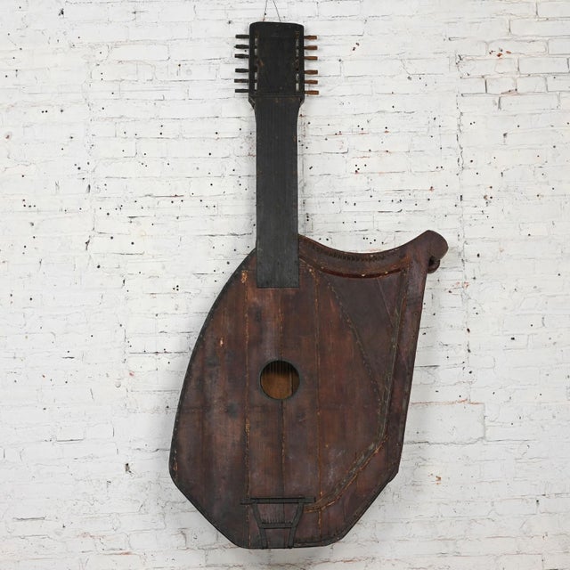 Fantastic 20th Century Folk Art Rustic wood Guitar Harp or Harp Guitar decorative wall hanging or sculpture. Beautiful...