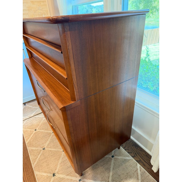 1960s 1960s Kent-Coffey Foreteller Mid-Century Modern Six-Drawer Highboy Dresser, Refinished For Sale - Image 5 of 12