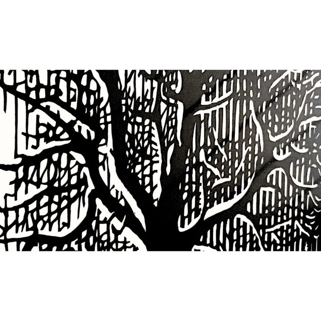 1990s Black and White Paper Scherenschnitte Art With Horse, Trees, and Moon by Expert Swiss Paper Cutting Artist Bruno Weber For Sale - Image 4 of 6