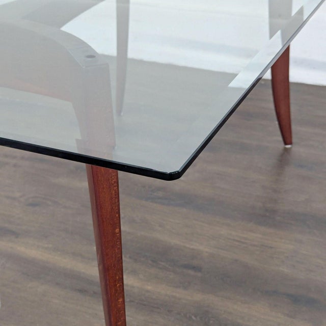 Wood Z Gallerie Glass Top Dining Table For Sale - Image 7 of 7