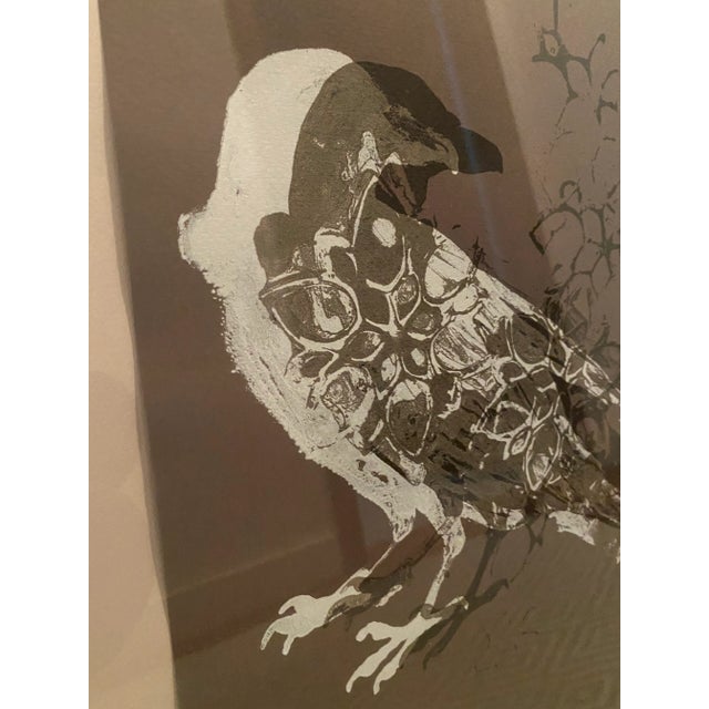 Black "Raven Spirit" Contemporary Color White Screen Print, Framed For Sale - Image 8 of 13