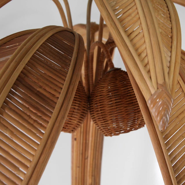 Light Yellow Palm Tree Floor Lamp in Rattan For Sale - Image 8 of 18