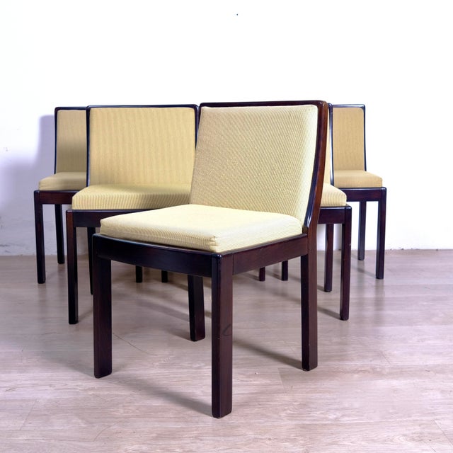 1970s Vintage Chairs in Wood and Fabric, 1970s, Set of 6 For Sale - Image 5 of 18
