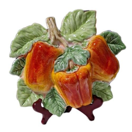 Vintage Italian Majolica Vegetables Peppers Wall Sculpture For Sale - Image 6 of 6
