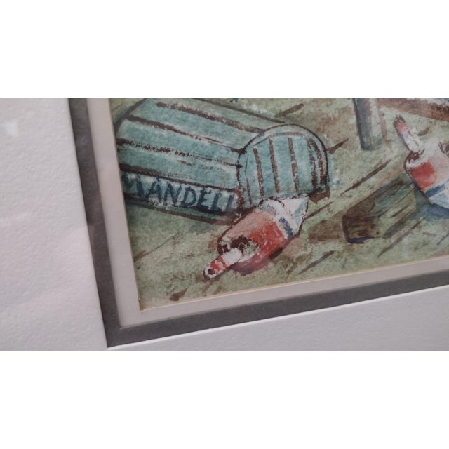 Late 20th Century Maxwell Mandell Fishing Cove Watercolor Painting For Sale - Image 4 of 10