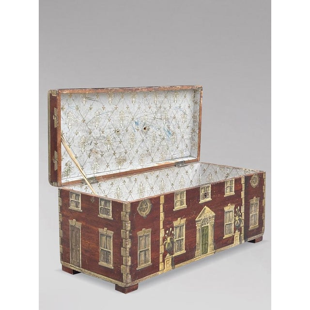 Brown Antique Oak Painted Country Box, 1840 For Sale - Image 8 of 9