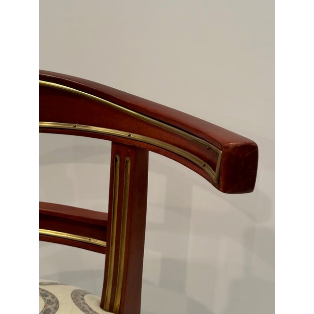 Superbly elegant and unusual late 19th century Empire style chair having curved back adorned with small gorgeous Medusa...