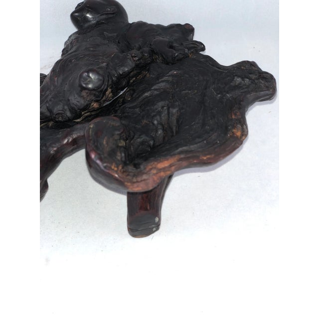 Mid 19th Century Antique Wood Root Caved Buddha For Sale - Image 10 of 13