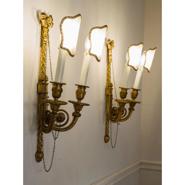Napoleon III Wall Lamps in Gilded and Hand-Chiseled Bronze, Set of 2 For Sale - Image 11 of 11
