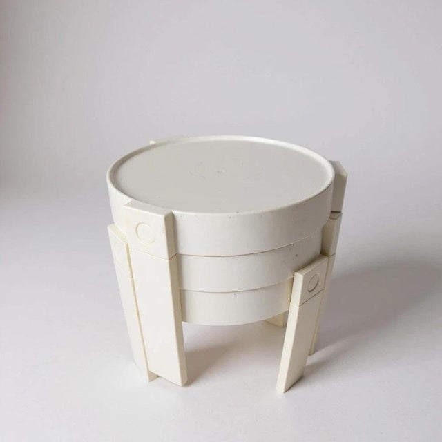 Plastic Vintage Stacking Tables with White Plastic, 1970s, Set of 3 For Sale - Image 7 of 7