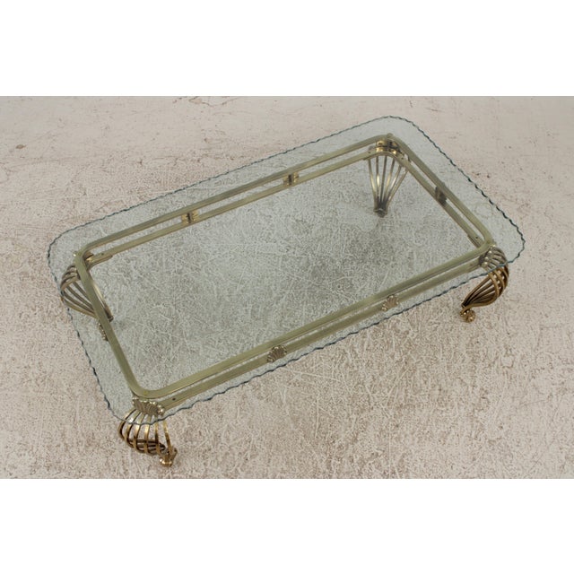 Hollywood Regency Labarge Stunning Hollywood Regency Brass & Glass Coffee Table For Sale - Image 3 of 14