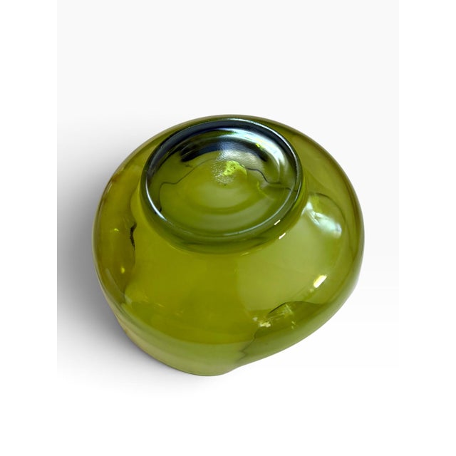 Mid 20th Century Vintage Olive Green Glass Bowl | Organic Freeform Scalloped Rim | Mid-Century Style For Sale - Image 5 of 5