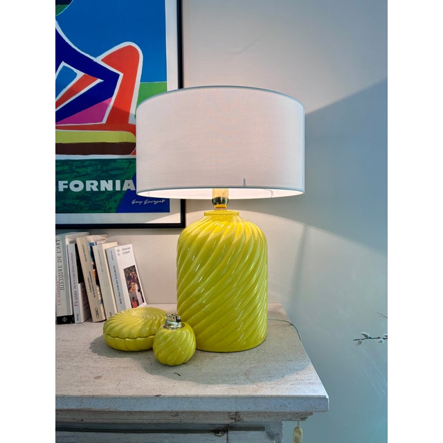 Yellow Glazed Ceramic Triptych by Tommaso Barbi, 1970s, Set of 3 For Sale - Image 8 of 8