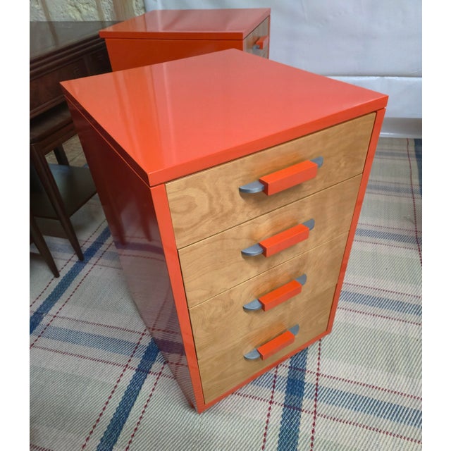 "Pair 1939 ' Flexible Home Arrangements' 4 Drawer Stands by Eliel Saarinen,Pipsan Saarinen Swanson, and J. Robert F Swanson for Johnson Furniture Co." For Sale - Image 9 of 12