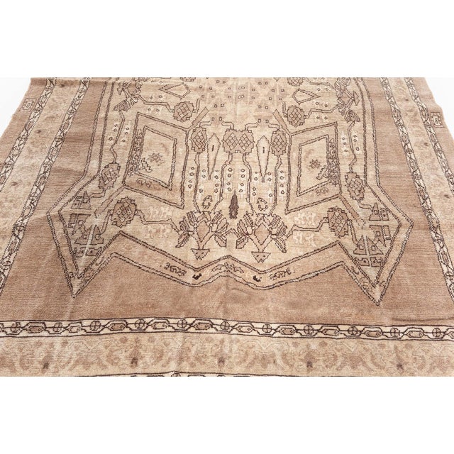 Beige Antique Beige and Brown Geometric Motif Persian Bakhtiari Rug For Sale - Image 8 of 8
