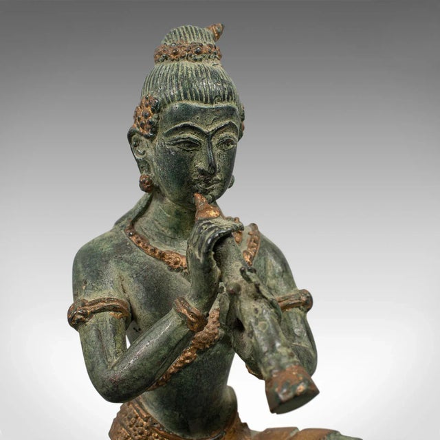 C. 1900 Bronze Oriental Antique Bronze Decorative Musician Figure For Sale - Image 11 of 13