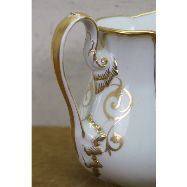 Pink Antique 19th Century Porcelain Scrolled Gold Floral Acanthus Serving Pitcher Jug For Sale - Image 8 of 12