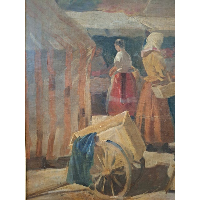 Lajos Szanto (1889-1965) "Market Scene" Original Oil Painting C.1930s For Sale - Image 9 of 12